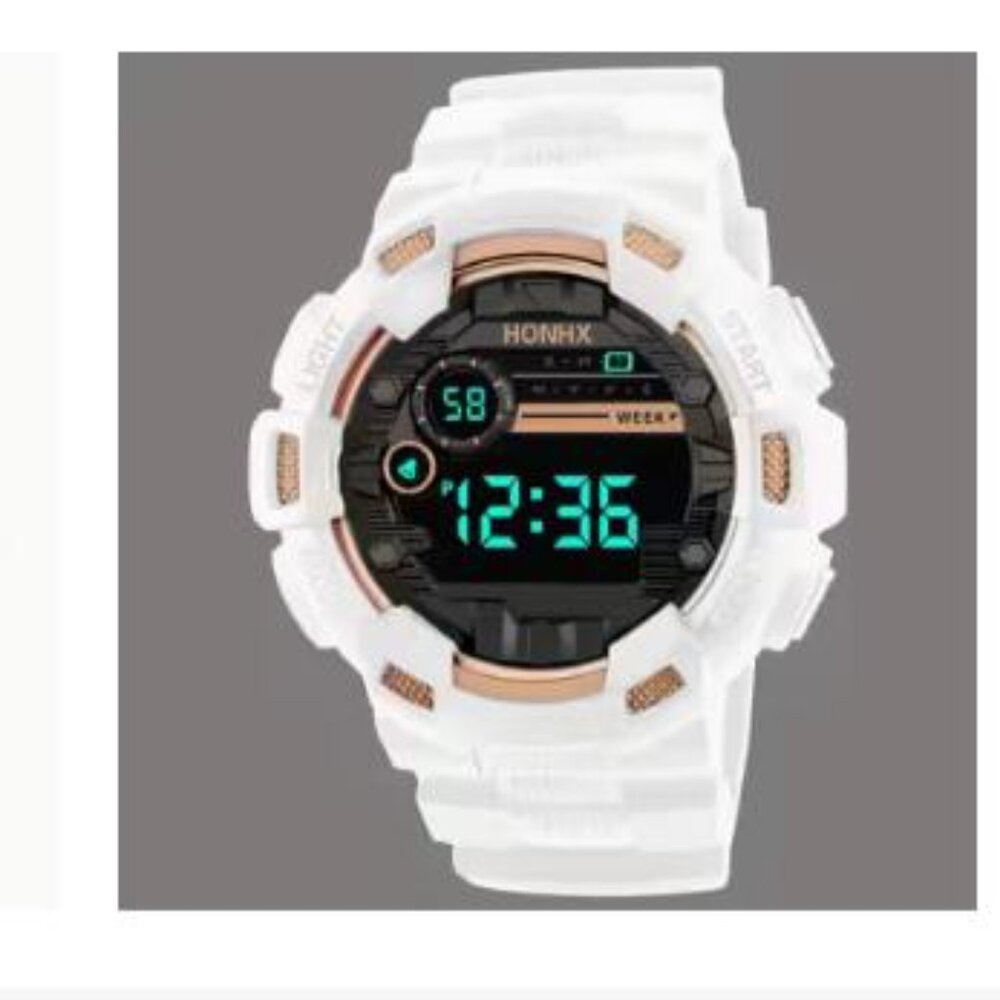 NEW - DIGITAL SPORTS WATCH WHITE/ROSEGOLD - BATTERY POWERED ADJUSTABLE BAND - Picture 5 of 5